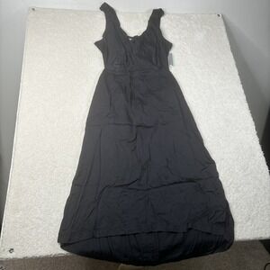 By Anthropologie Black V Neck Tie Back Cutout Dress Size 1X Midi NEW NWT